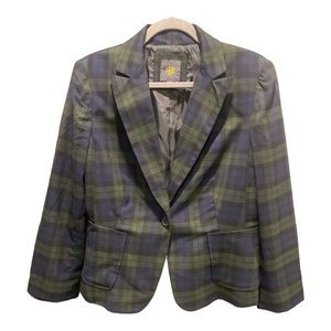 OBR plaid button up fitted blazer